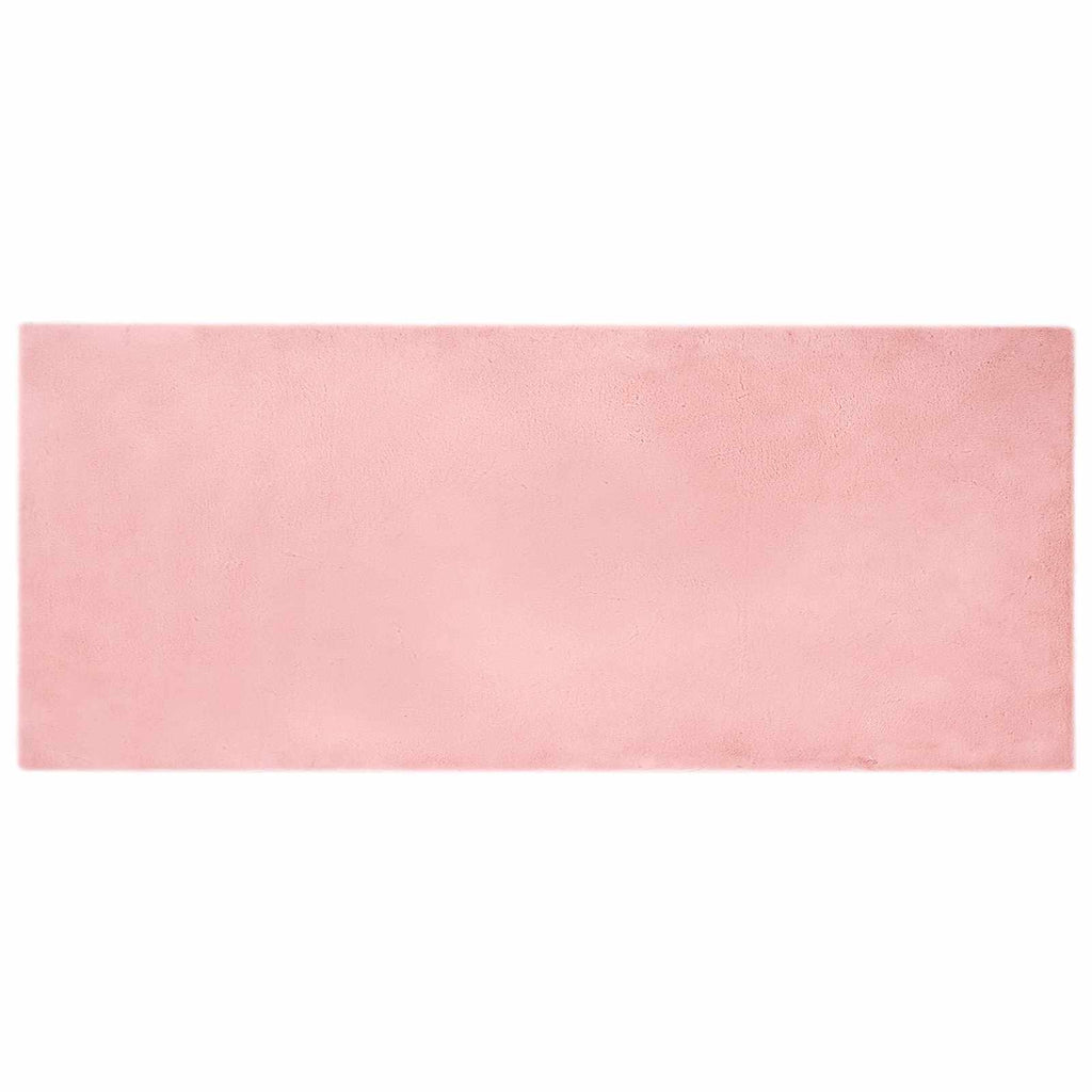 Vidaxl nep konijnenbont tapijt olite roze 80 x 200 cm polyester