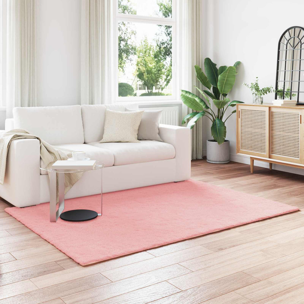 Vidaxl nep konijnenbont tapijt olite roze 120 x 170 cm polyester