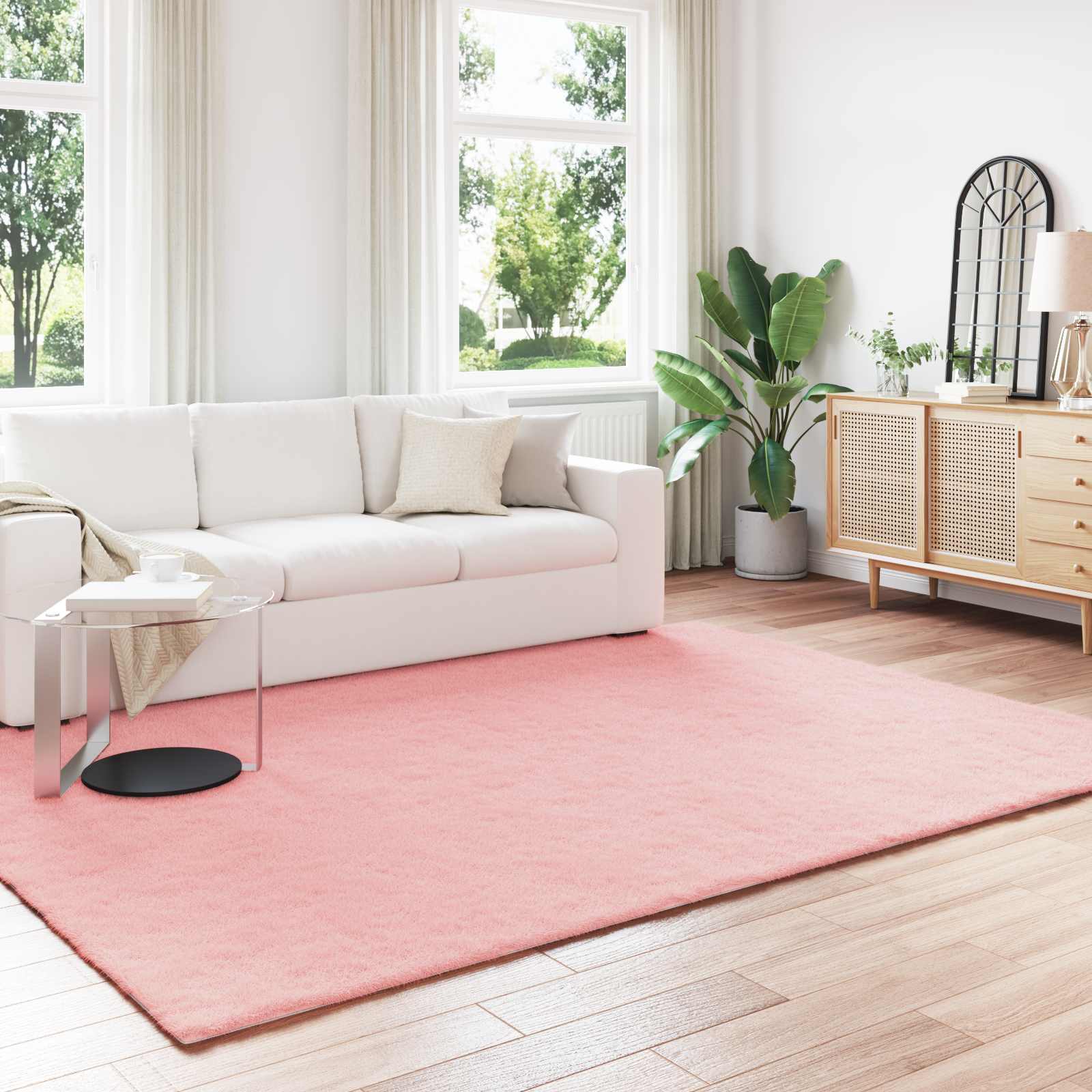 Vidaxl nep konijnenbont tapijt olite roze 240 x 340 cm polyester