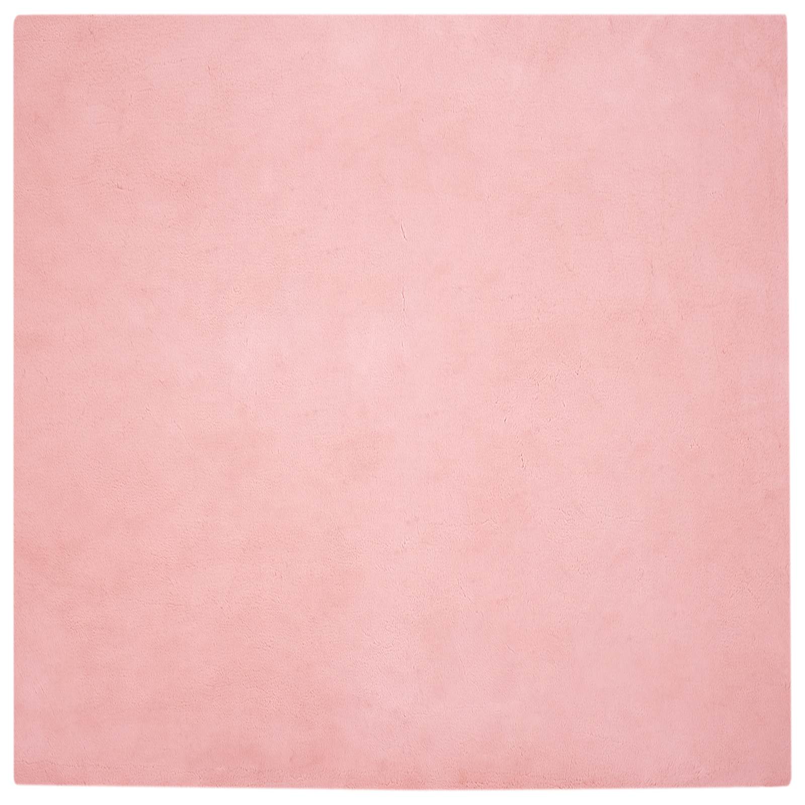 Vidaxl nep konijnenbont tapijt olite roze 240 x 240 cm polyester
