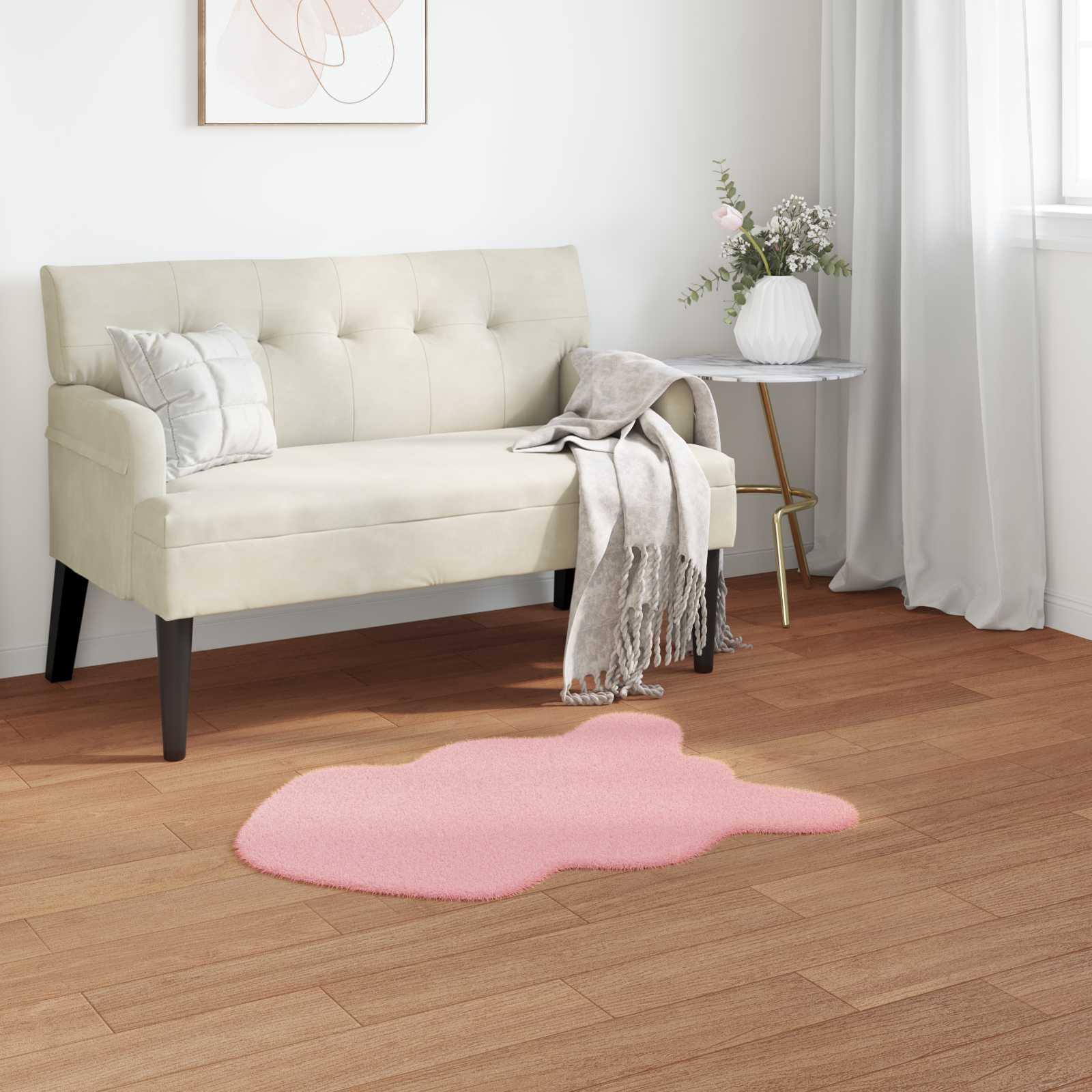 Vidaxl nep konijnenbont tapijt olite roze 80 x 120 cm polyester