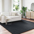 Vidaxl nep konijnenbont tapijt olite zwart 240 x 240 cm polyester