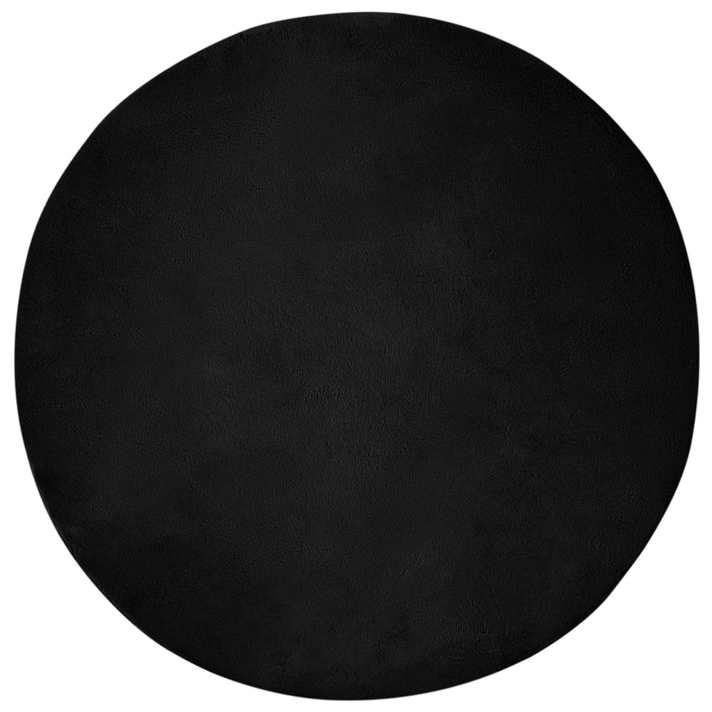 Vidaxl nep konijnenbont tapijt olite zwart ø 80 cm polyester