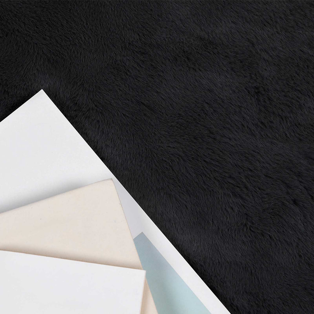Vidaxl nep konijnenbont tapijt olite zwart ø 160 cm polyester