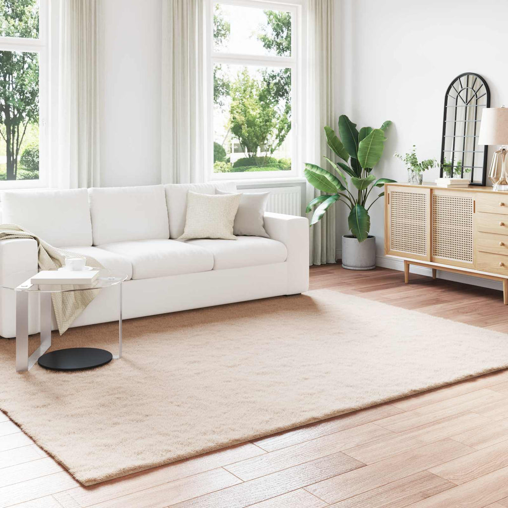 Vidaxl nep konijnenbont tapijt olite taupe 240 x 340 cm polyester