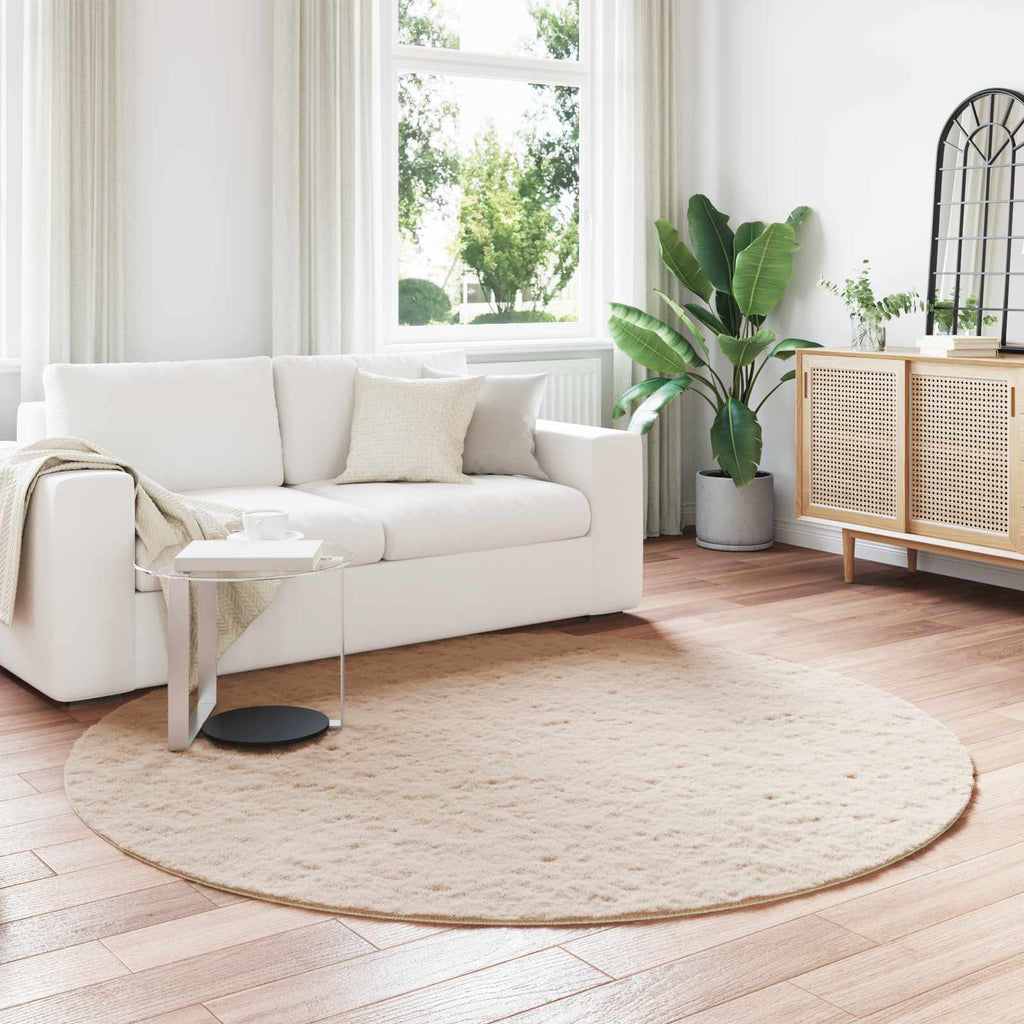 Vidaxl nep konijnenbont tapijt olite taupe ø 160 cm polyester