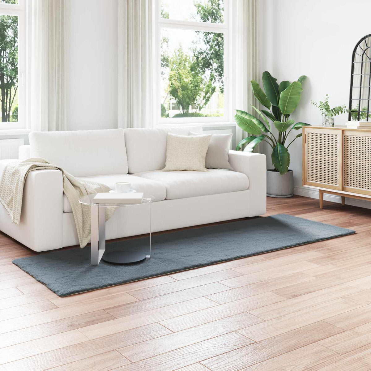Vidaxl antislip vloerkleed van imitatie konijnenbont olite antraciet