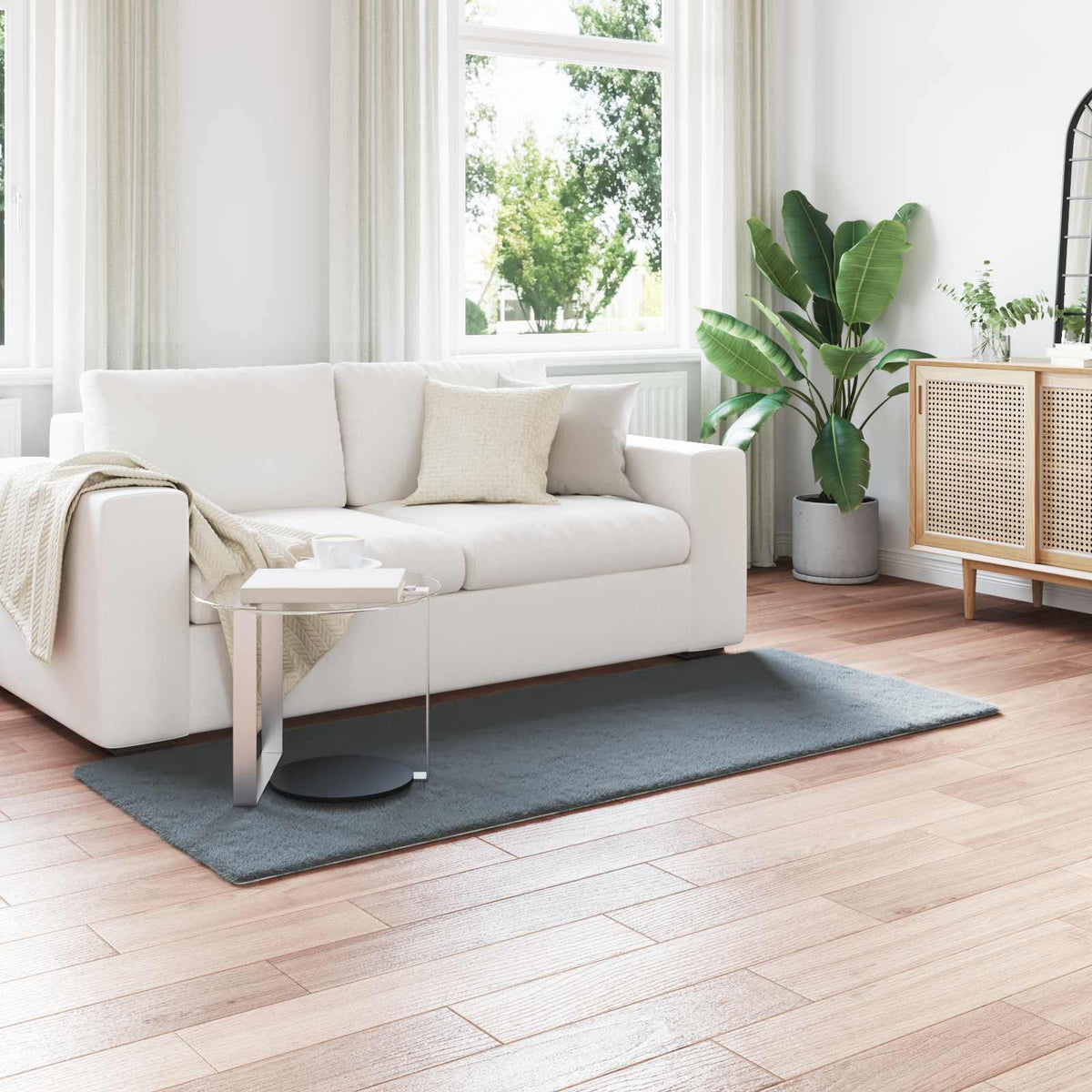 Vidaxl antislip vloerkleed van imitatie konijnenbont olite antraciet