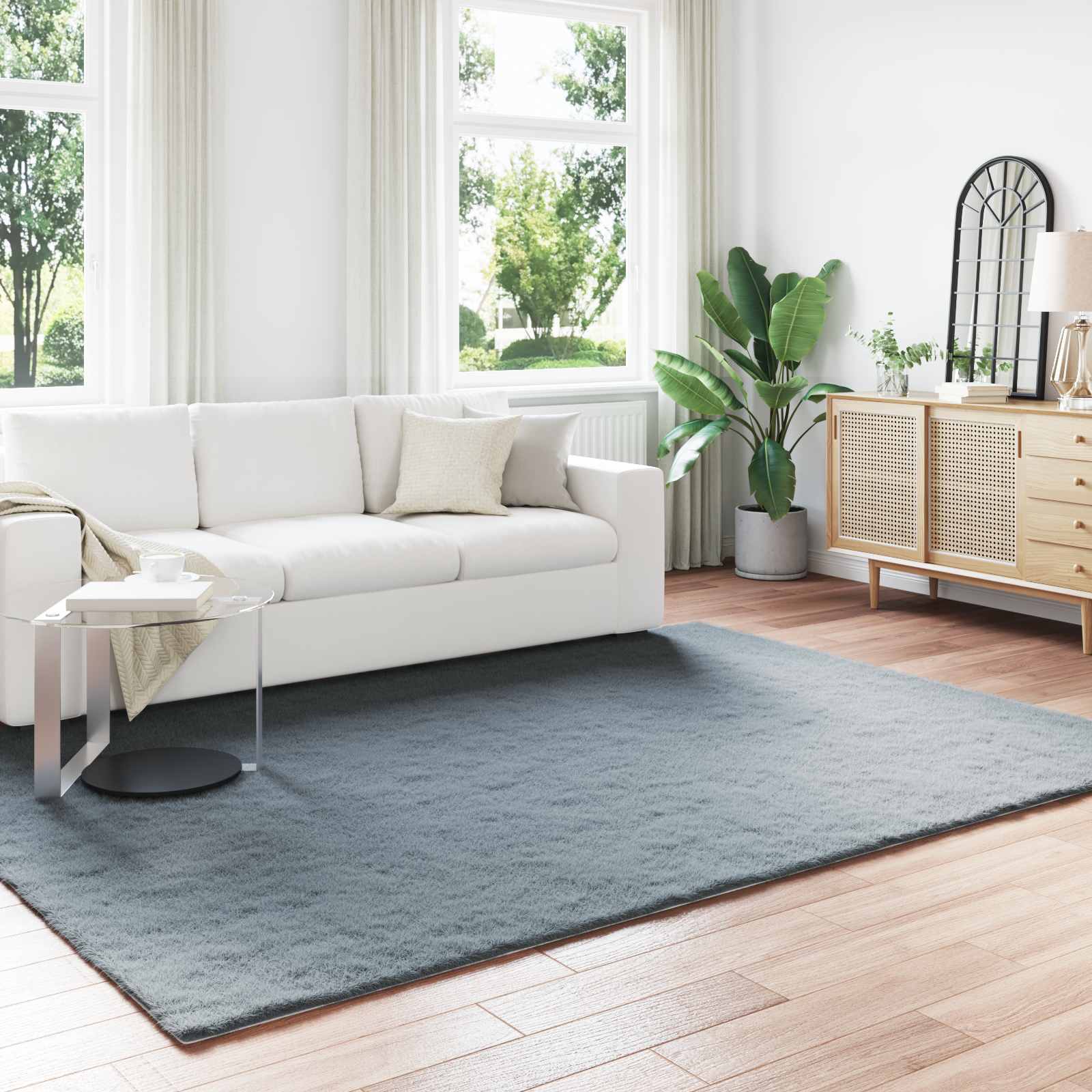 Vidaxl nep konijnenbont tapijt olite antraciet 200 x 280 cm polyester