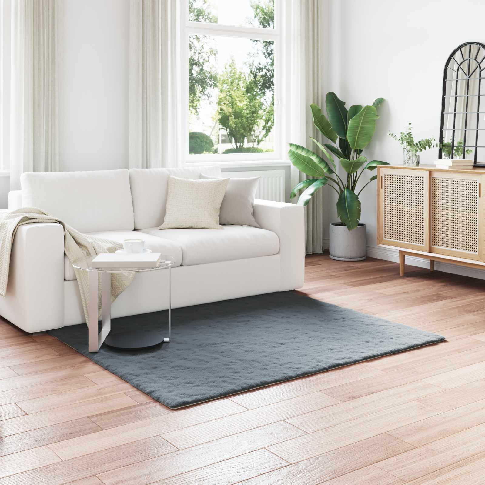 Vidaxl nep konijnenbont tapijt olite antraciet 160 x 160 cm polyester