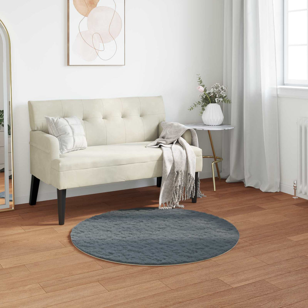 Vidaxl nep konijnenbont tapijt olite antraciet ø 100 cm polyester