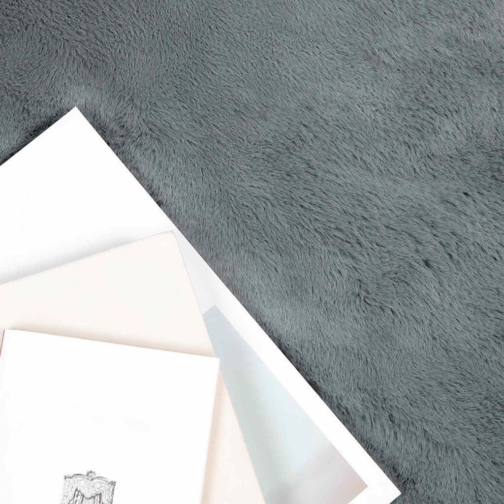 Vidaxl nep konijnenbont tapijt olite antraciet ø 200 cm polyester