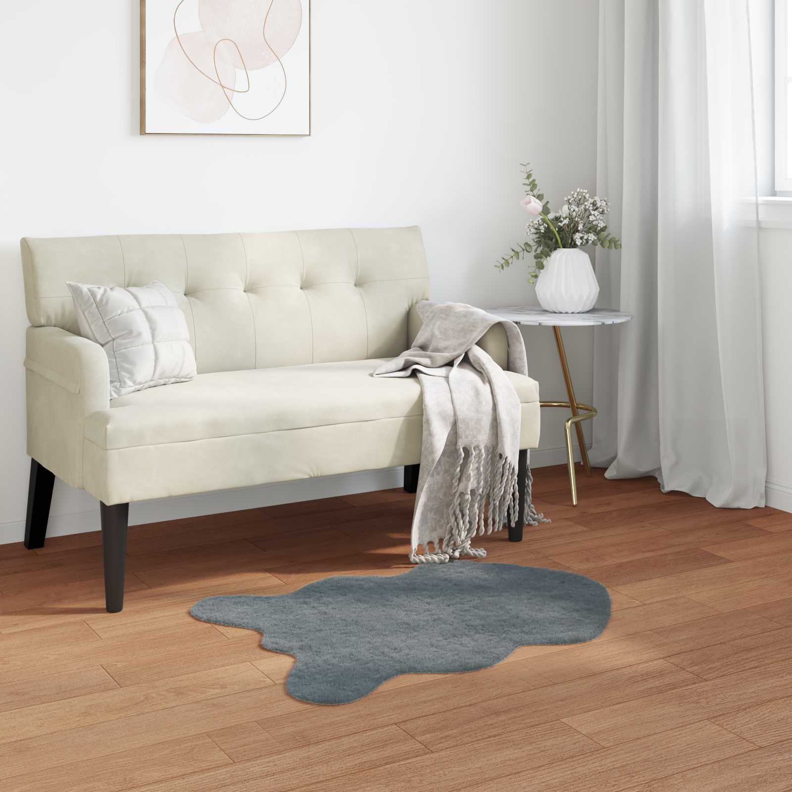 Vidaxl nep konijnenbont tapijt olite antraciet 50 x 80 cm polyester
