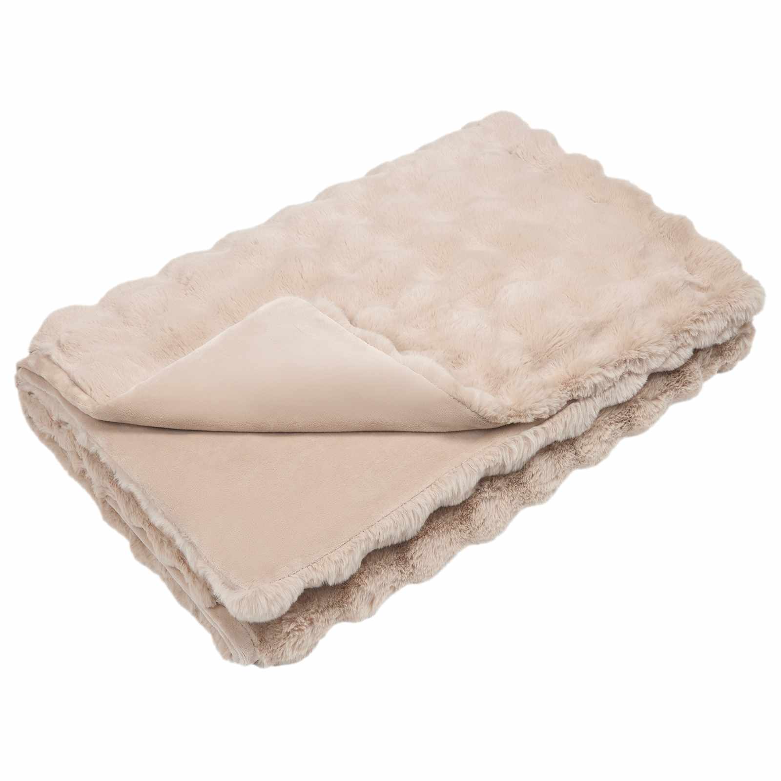 Vidaxl neppels konijnenbont deken olite beige 130 x 150 cm polyester