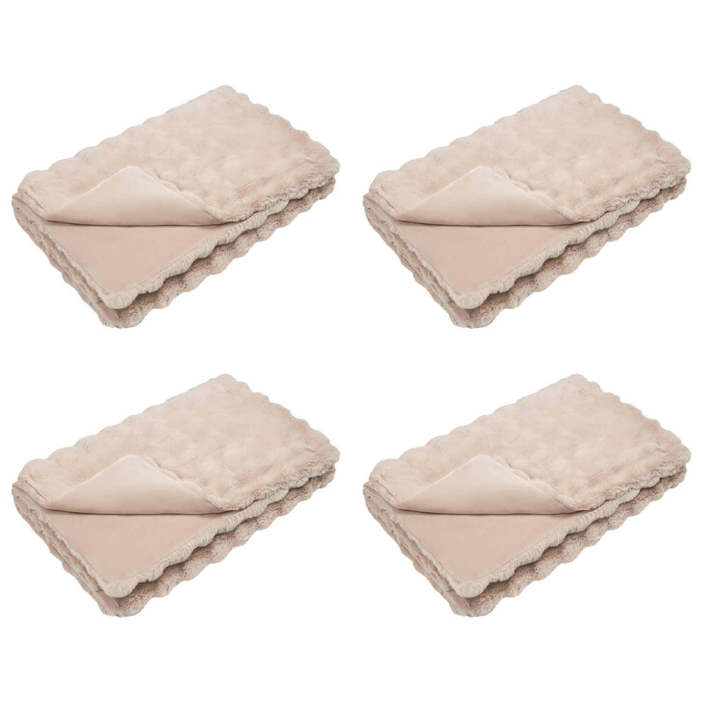 Vidaxl neppels konijnenbont deken olite 4 pcs beige 150 x 220 cm