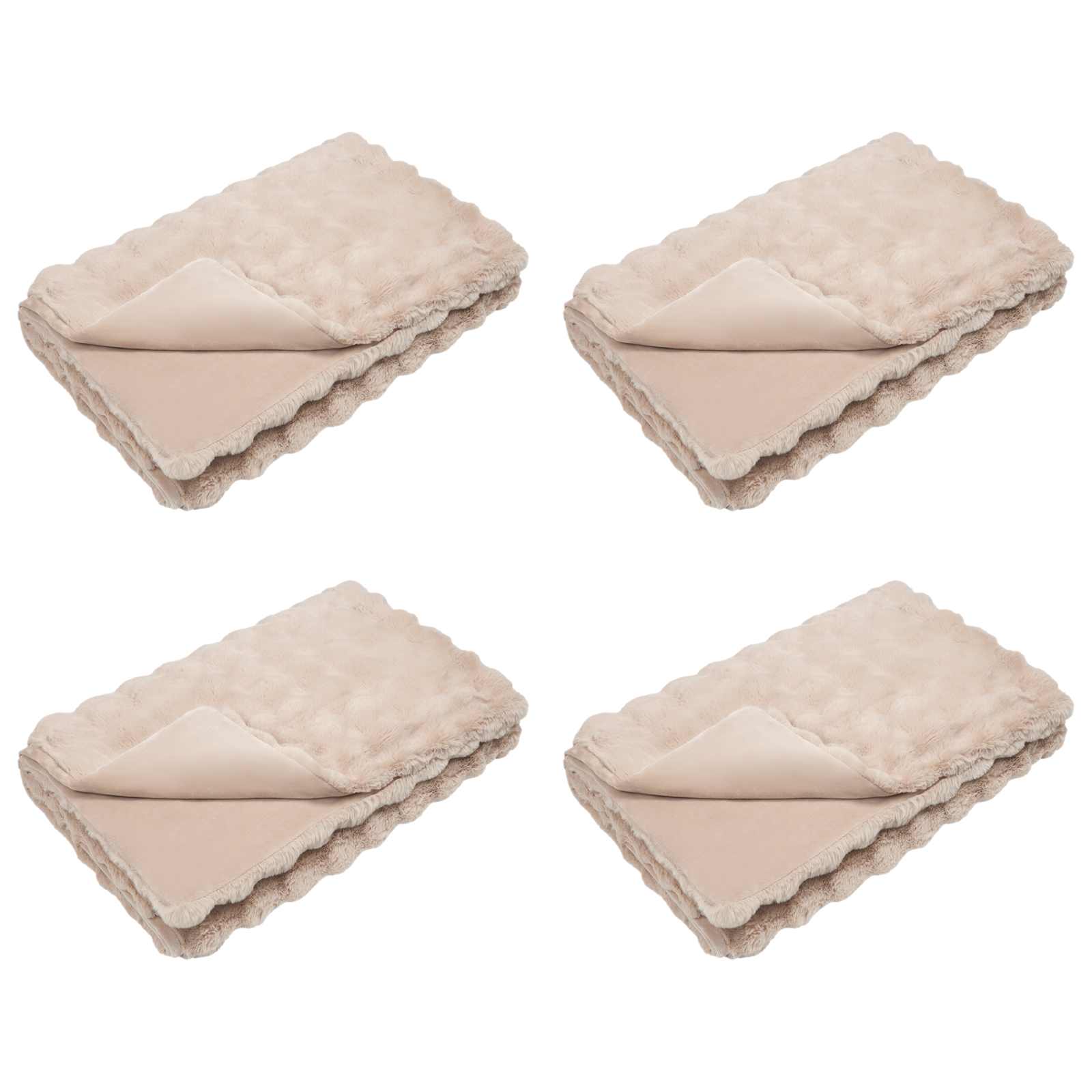 Vidaxl neppels konijnenbont deken olite 4 pcs beige 240 x 270 cm