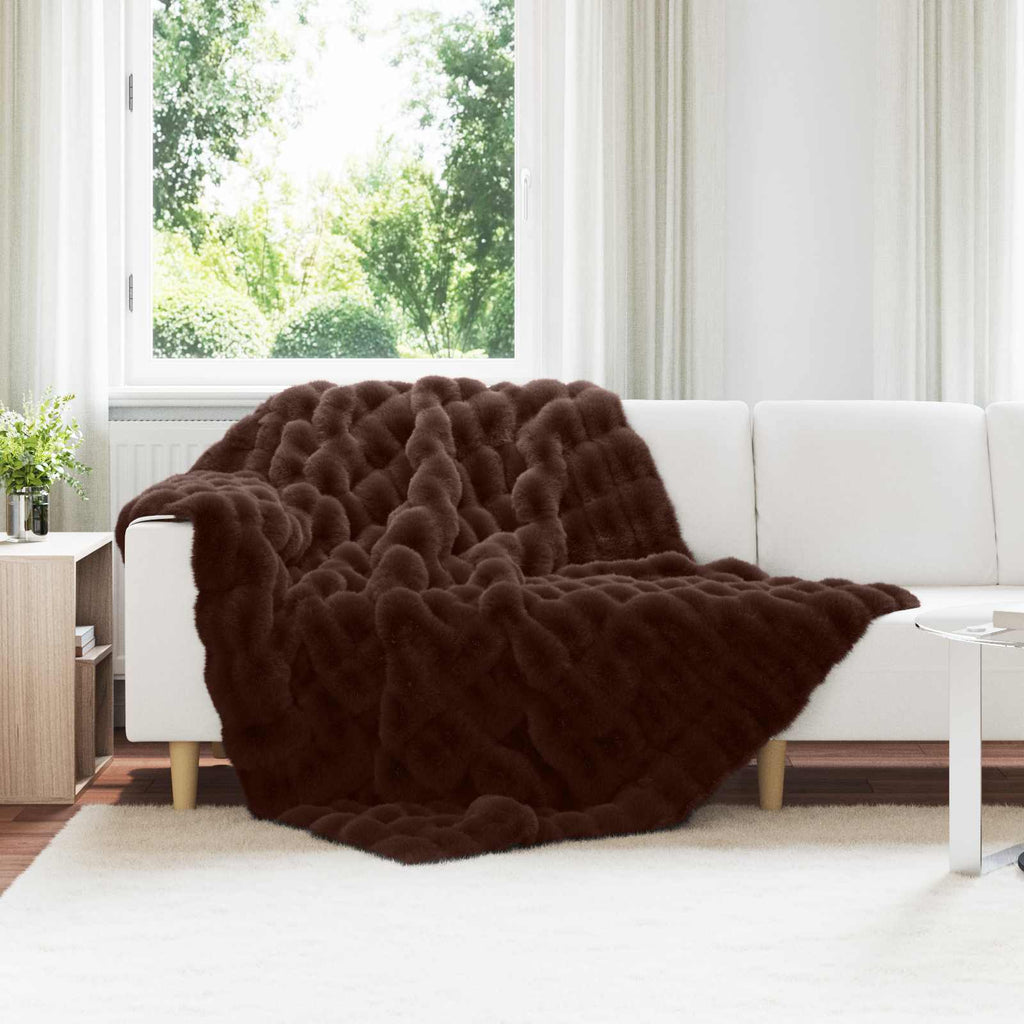 Vidaxl neppels konijnenbont deken olite kameel 150 x 220 cm polyester