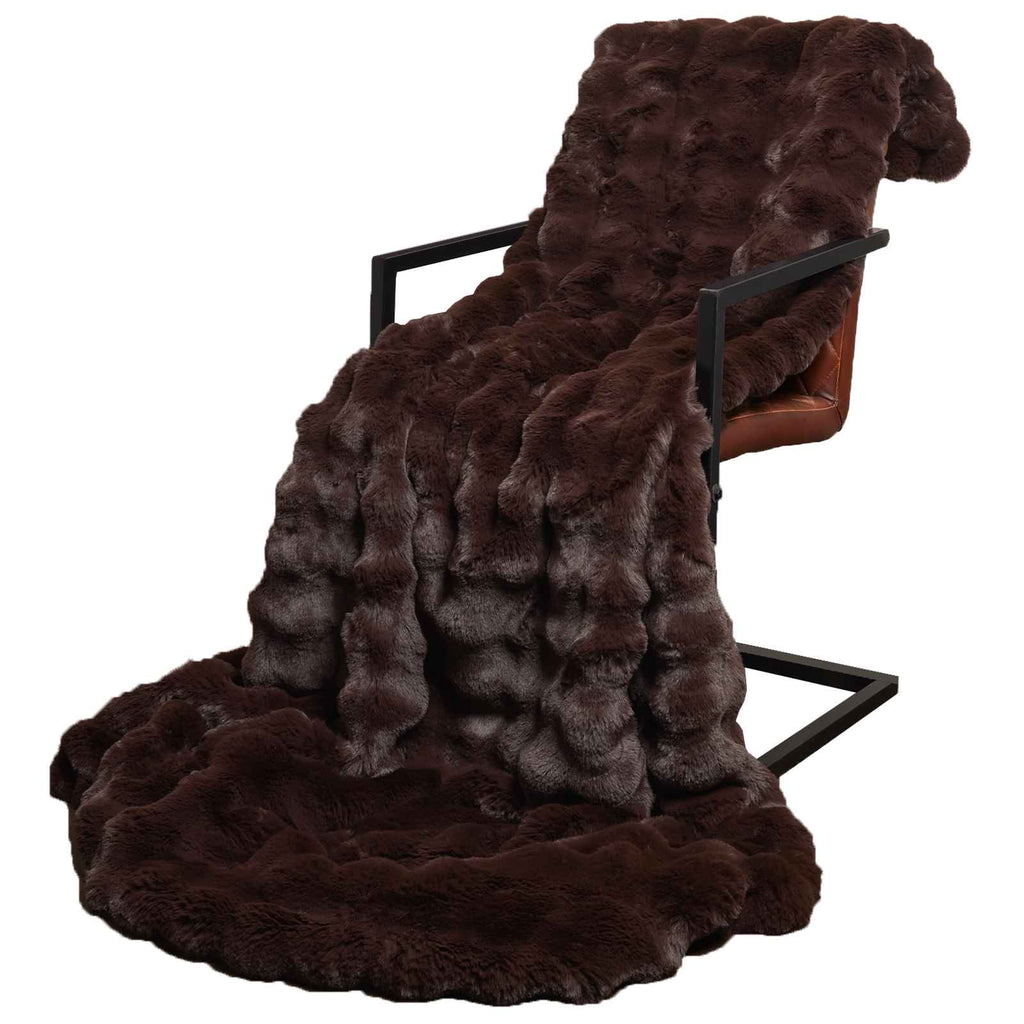 Vidaxl neppels konijnenbont deken olite kameel 240 x 270 cm polyester