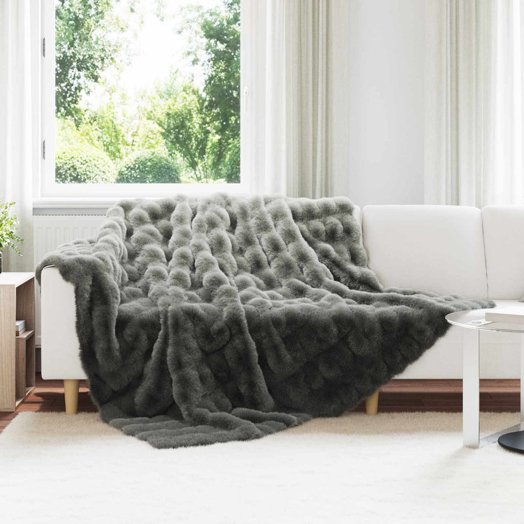 Vidaxl neppels konijnenbont deken olite 4 pcs donkergrijs 240 x 270 cm