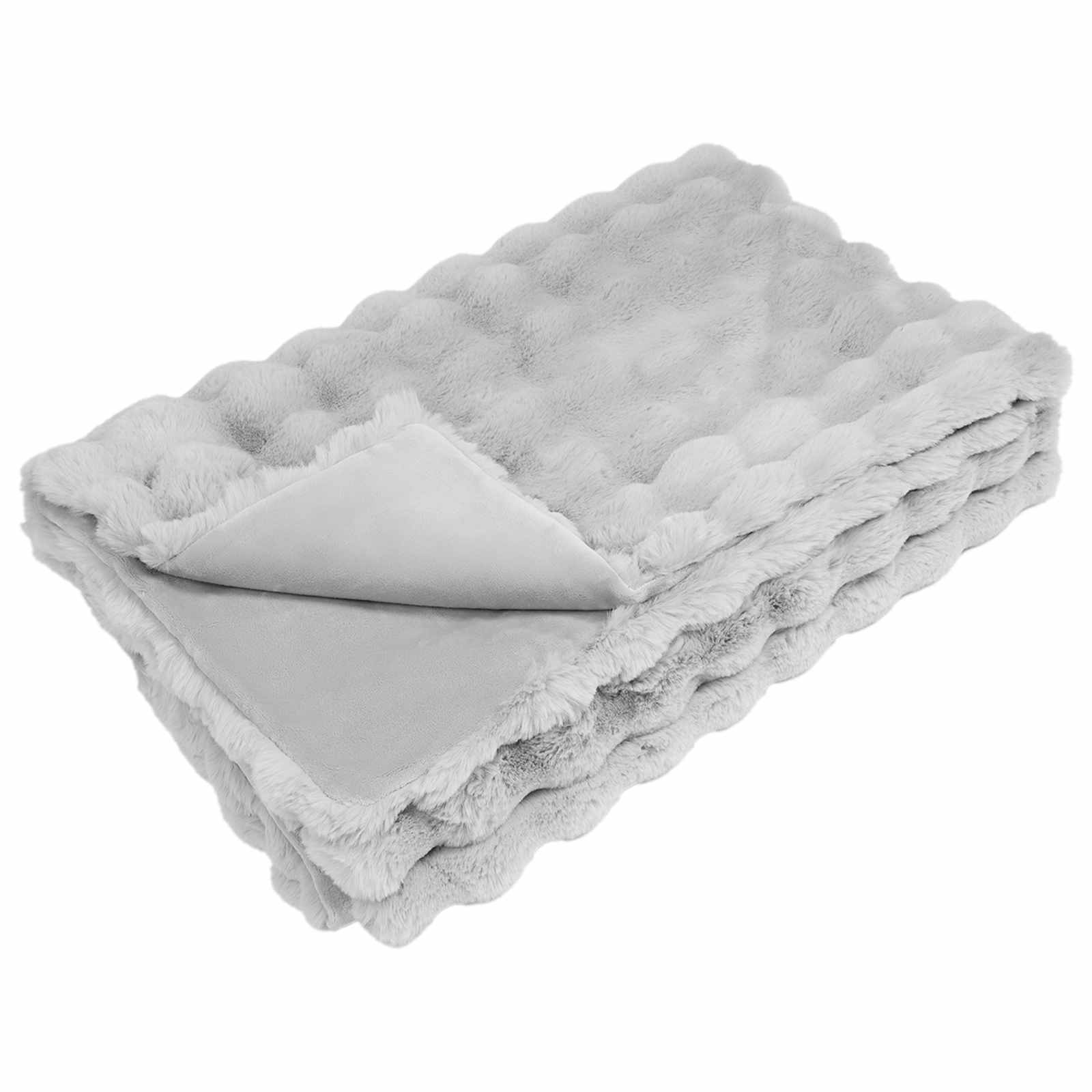 Vidaxl neppels konijnenbont deken olite grijs 220 x 240 cm polyester