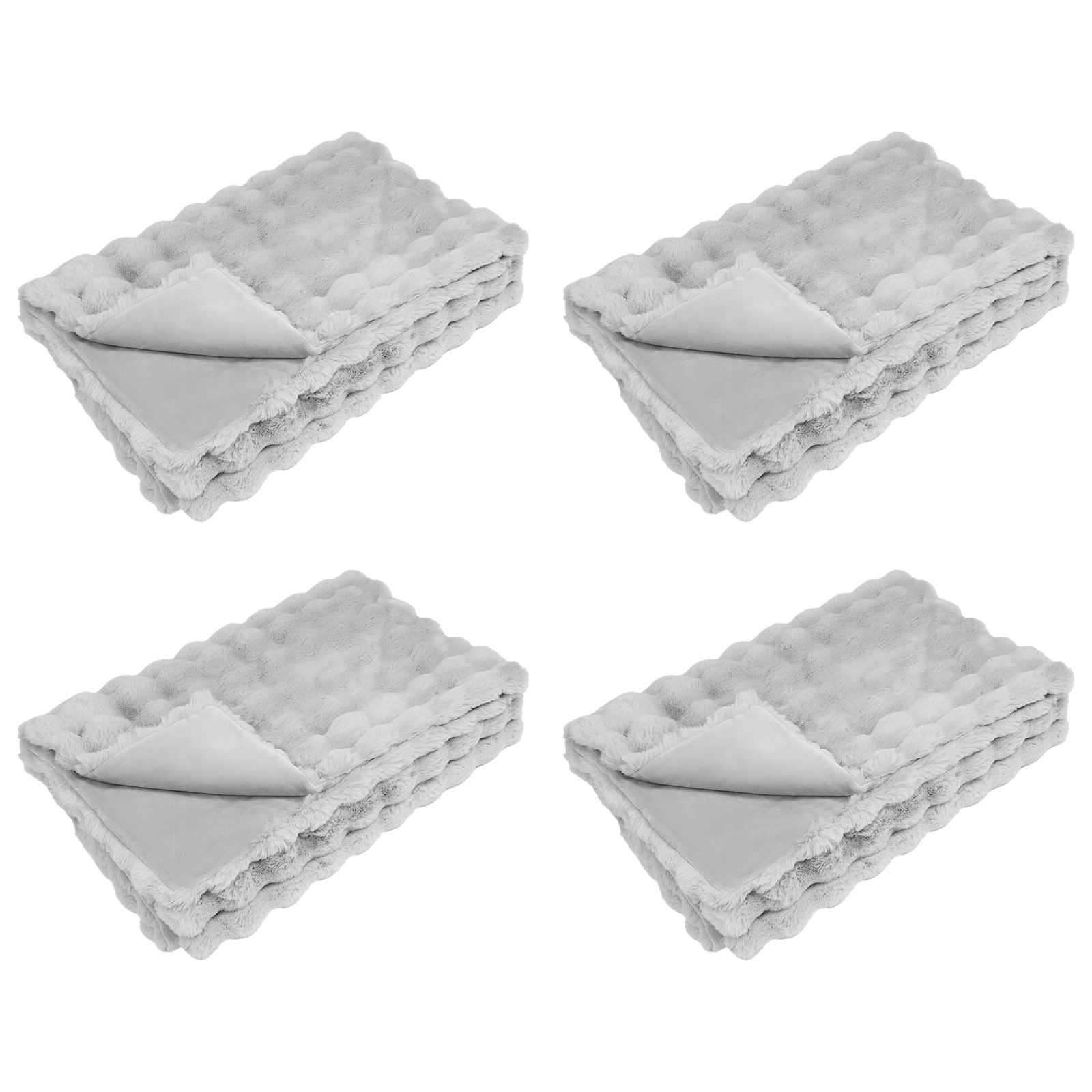 Vidaxl neppels konijnenbont deken olite 4 pcs grijs 130 x 150 cm