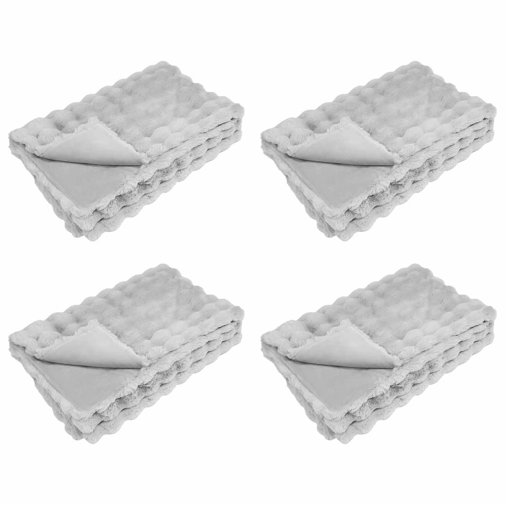 Vidaxl neppels konijnenbont deken olite 4 pcs grijs 240 x 270 cm
