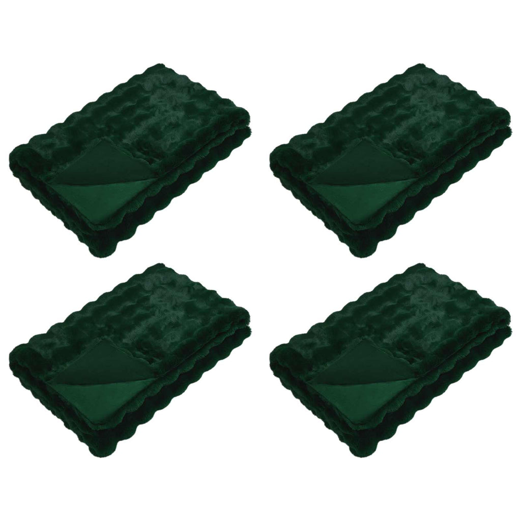Vidaxl neppels konijnenbont deken olite 4 pcs donkergroen 150 x 220 cm
