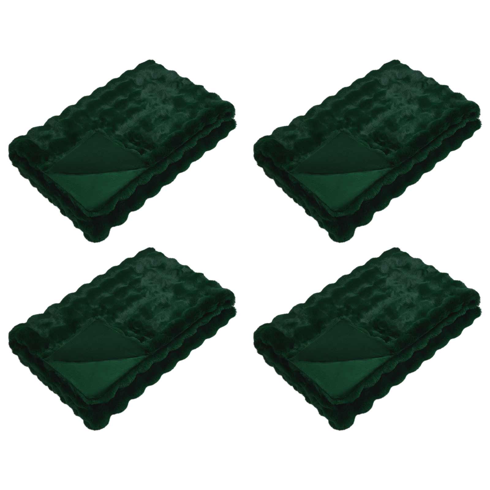 Vidaxl neppels konijnenbont deken olite 4 pcs donkergroen 220 x 240 cm
