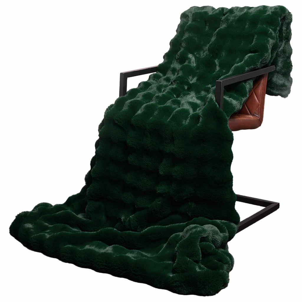 Vidaxl neppels konijnenbont deken olite 4 pcs donkergroen 220 x 240 cm