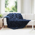 Vidaxl neppels konijnenbont deken olite marineblauw 150 x 220 cm