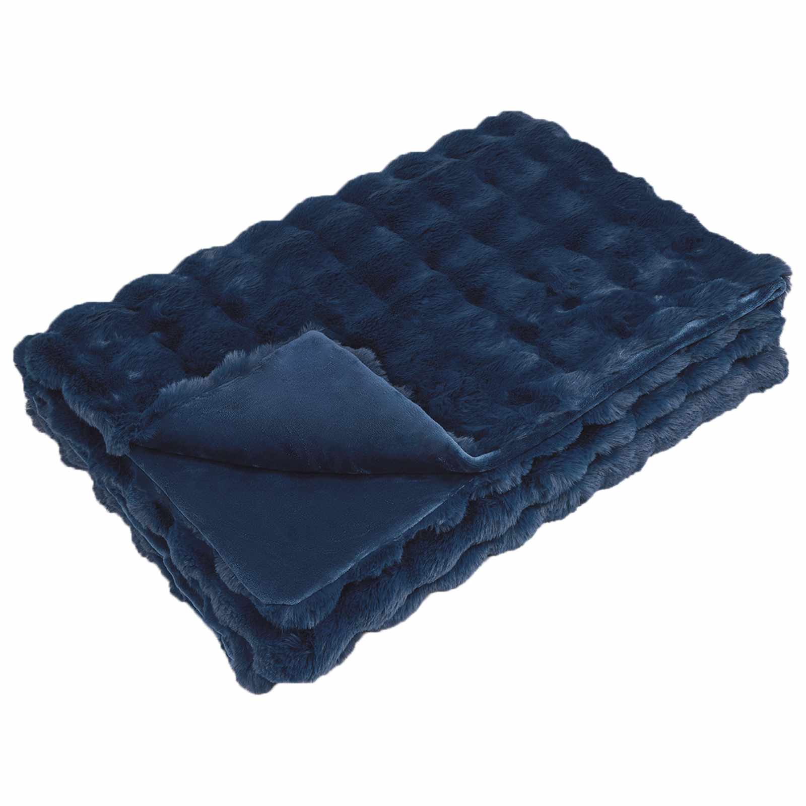 Vidaxl neppels konijnenbont deken olite marineblauw 220 x 240 cm