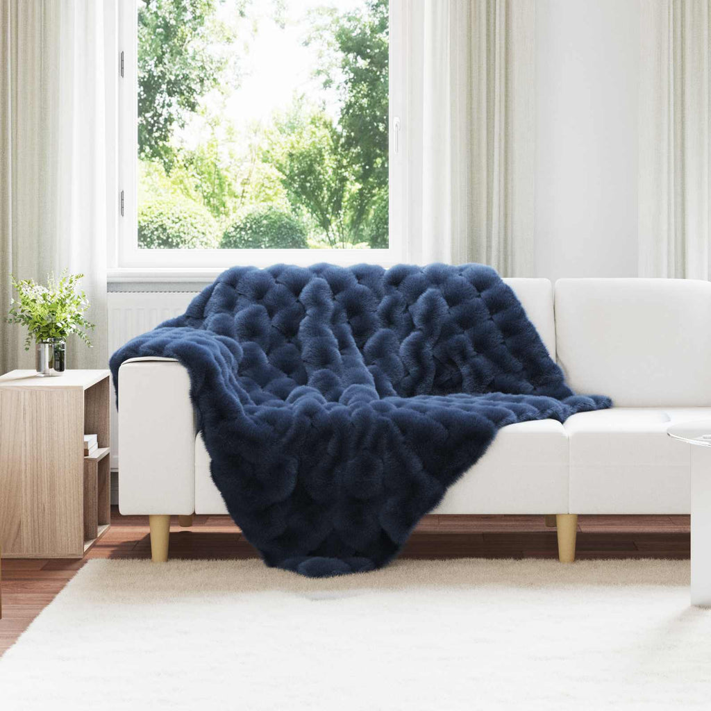Vidaxl neppels konijnenbont deken olite 4 pcs marineblauw 130 x 150 cm