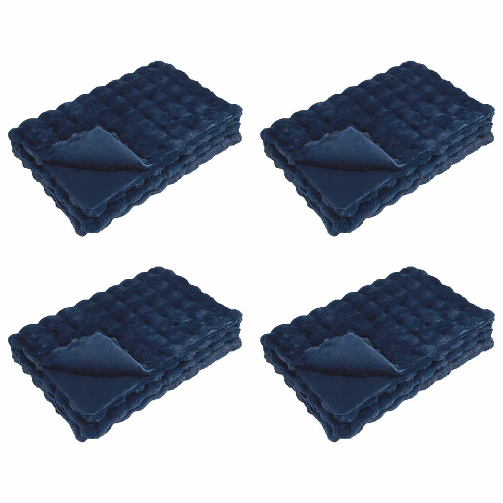 Vidaxl neppels konijnenbont deken olite 4 pcs marineblauw 240 x 270 cm