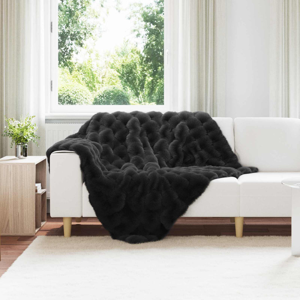 Vidaxl neppels konijnenbont deken olite 4 pcs zwart 130 x 150 cm