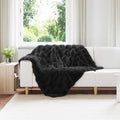 Vidaxl neppels konijnenbont deken olite 4 pcs zwart 130 x 150 cm