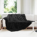 Vidaxl neppels konijnenbont deken olite 4 pcs zwart 240 x 270 cm