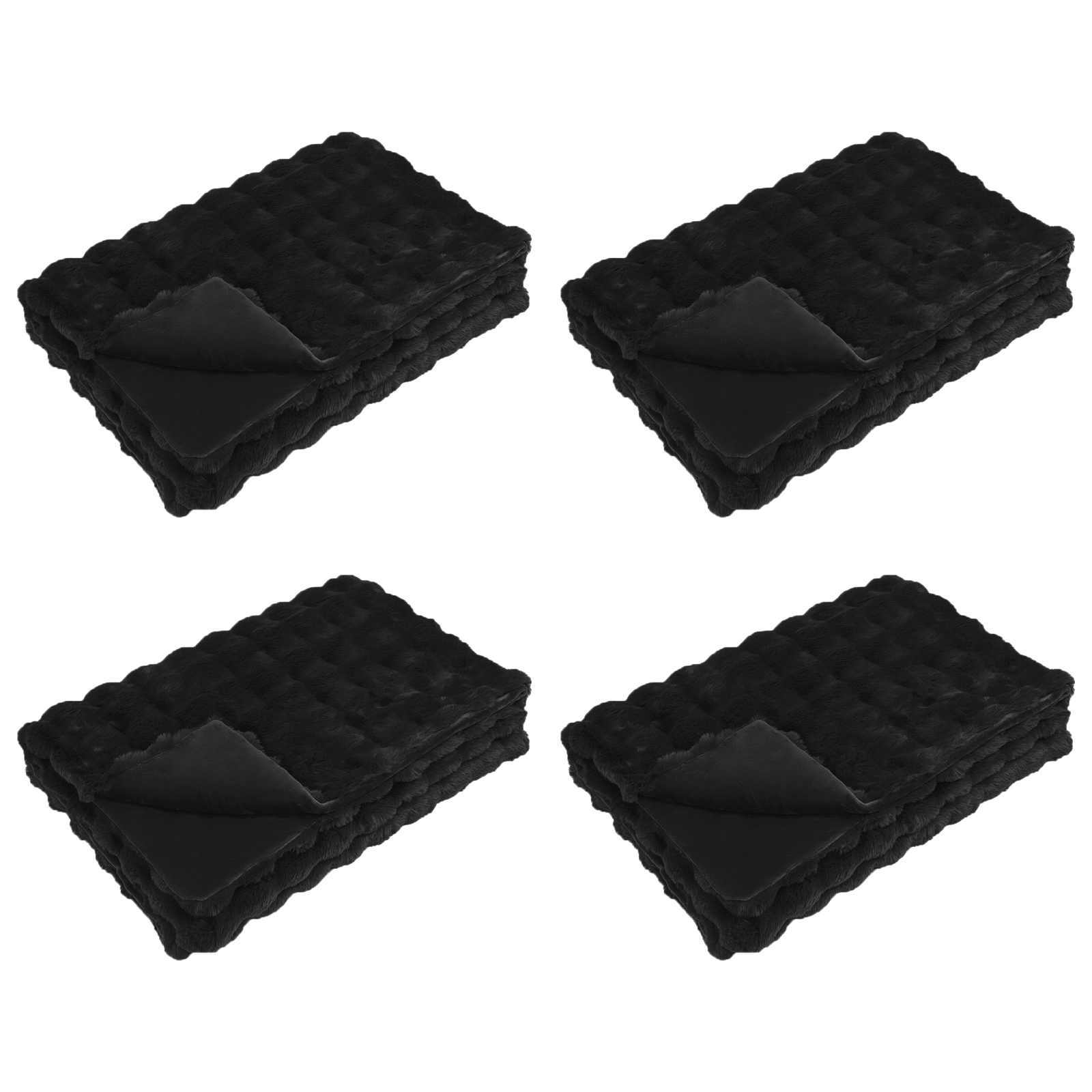 Vidaxl neppels konijnenbont deken olite 4 pcs zwart 240 x 270 cm