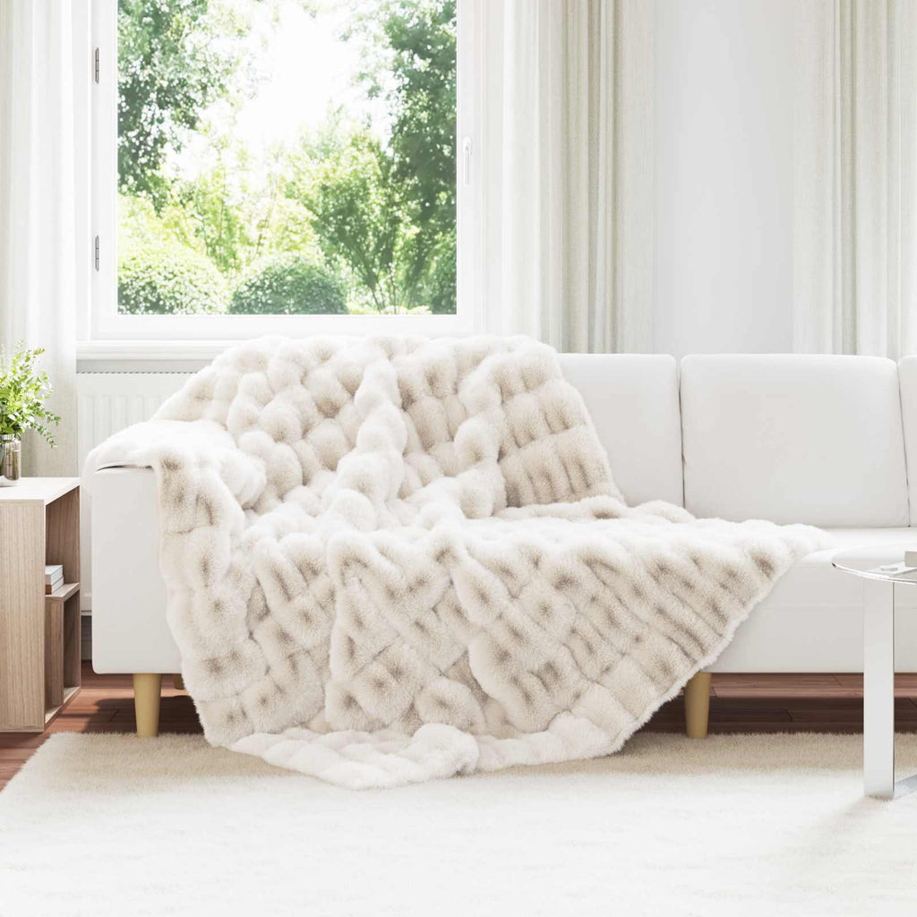 Vidaxl antislip deken van imitatie konijnenbont olite wit 150 x 220 cm