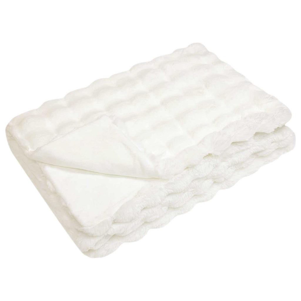 Vidaxl neppels konijnenbont deken olite wit 150 x 220 cm polyester