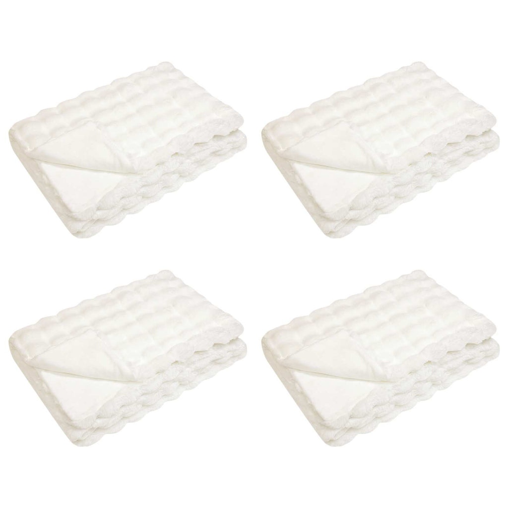 Vidaxl neppels konijnenbont deken olite 4 pcs wit 130 x 150 cm