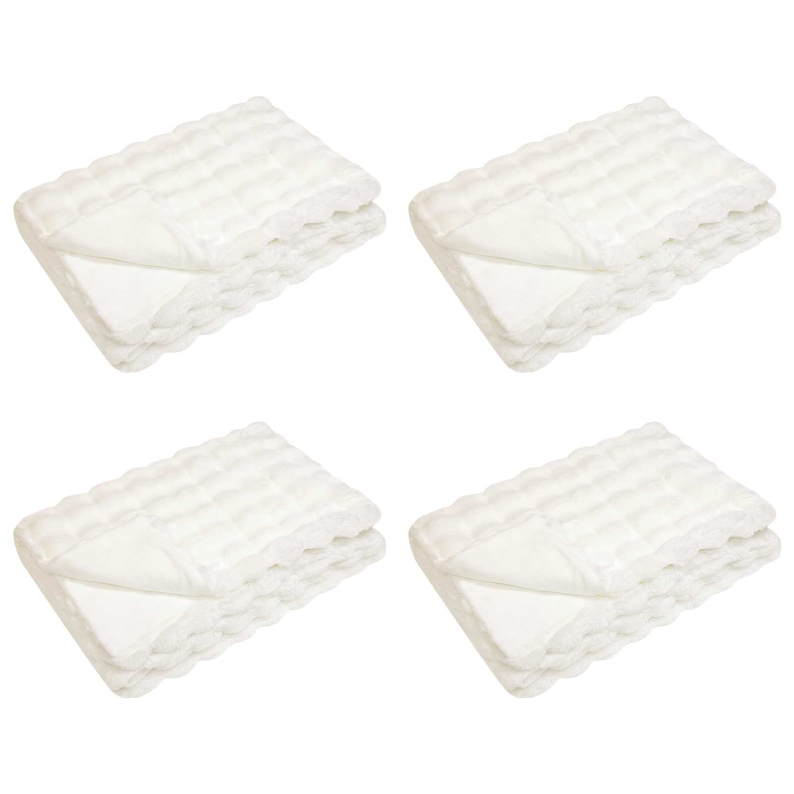Vidaxl neppels konijnenbont deken olite 4 pcs wit 240 x 270 cm