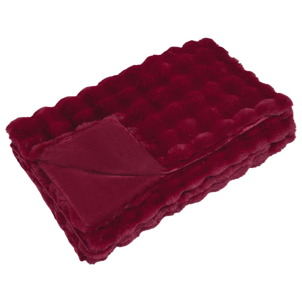 Vidaxl neppels konijnenbont deken olite bordeaux rood 220 x 240 cm