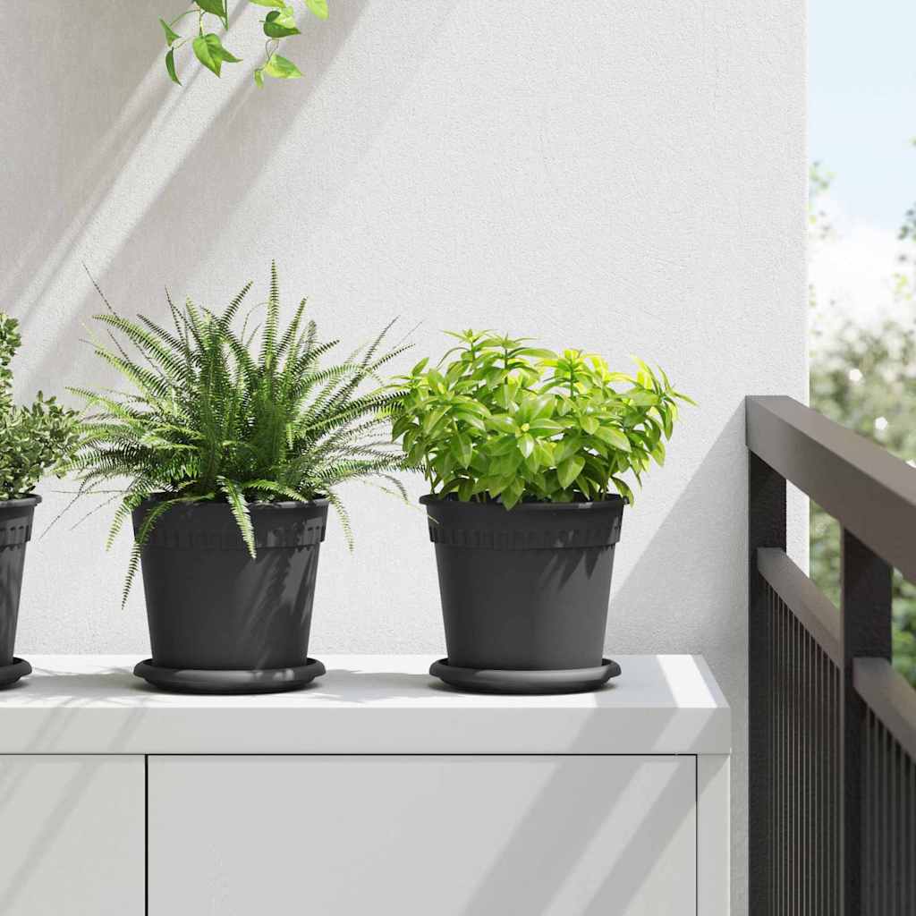 Vidaxl ronde bloempot 6 pcs zwart ø 17 x 14 cm kunststof