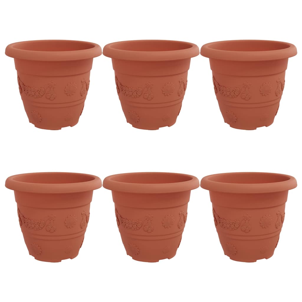 Vidaxl ronde bloempot 6 pcs baksteenrood ø 26 x 21.5 cm kunststof