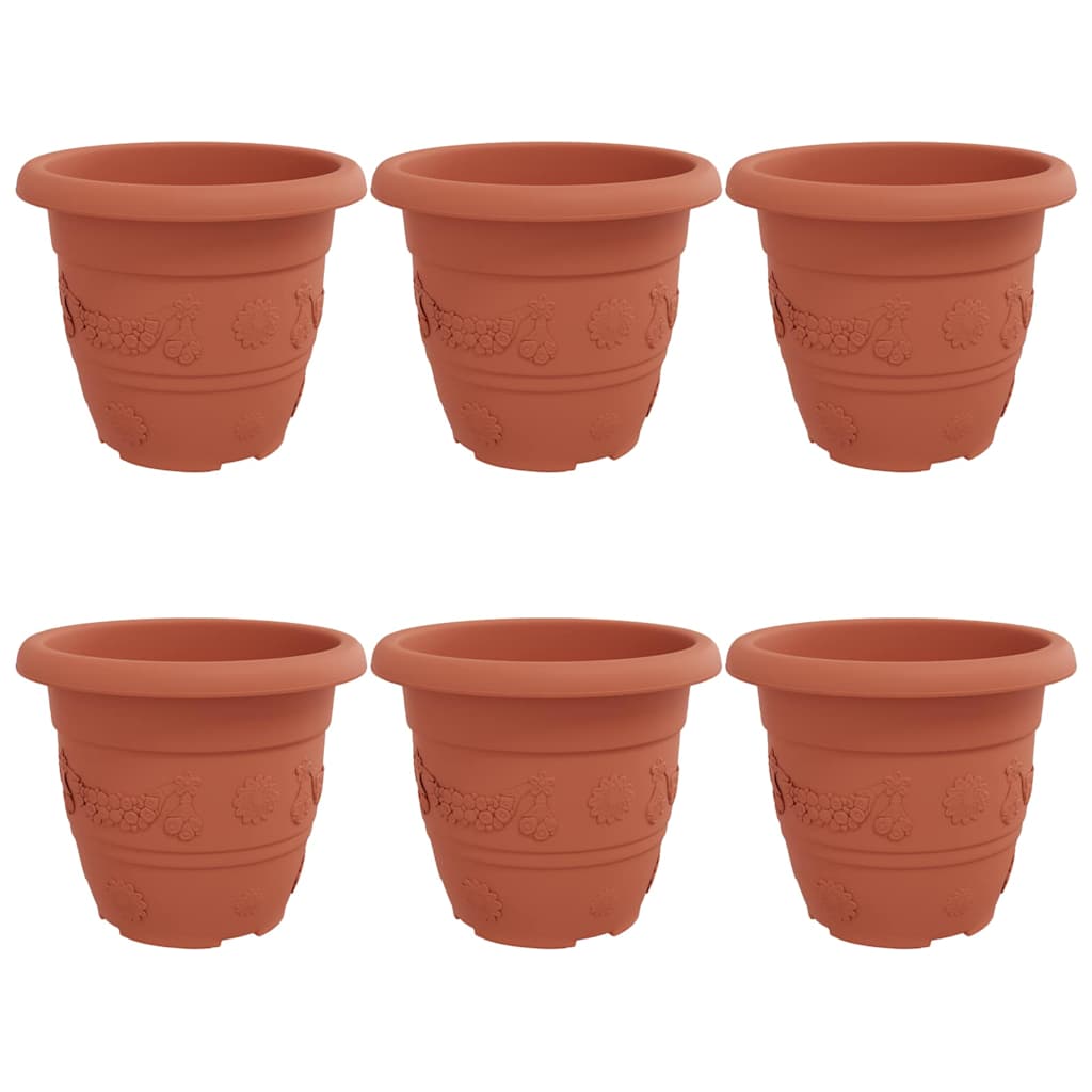 Vidaxl ronde bloempot 6 pcs baksteenrood ø 26 x 21.5 cm kunststof
