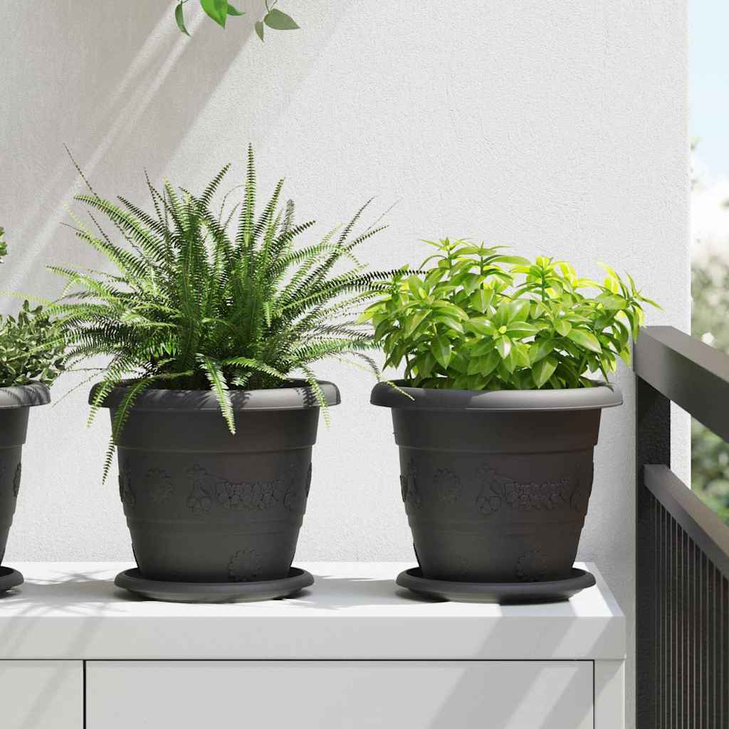 Vidaxl ronde bloempot 6 pcs zwart ø 26 x 21.5 cm kunststof