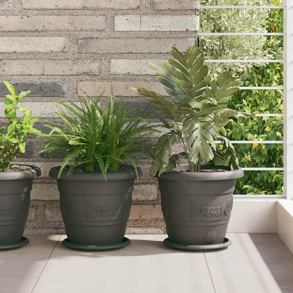 Vidaxl ronde bloempot 6 pcs zwart ø 26 x 21.5 cm kunststof