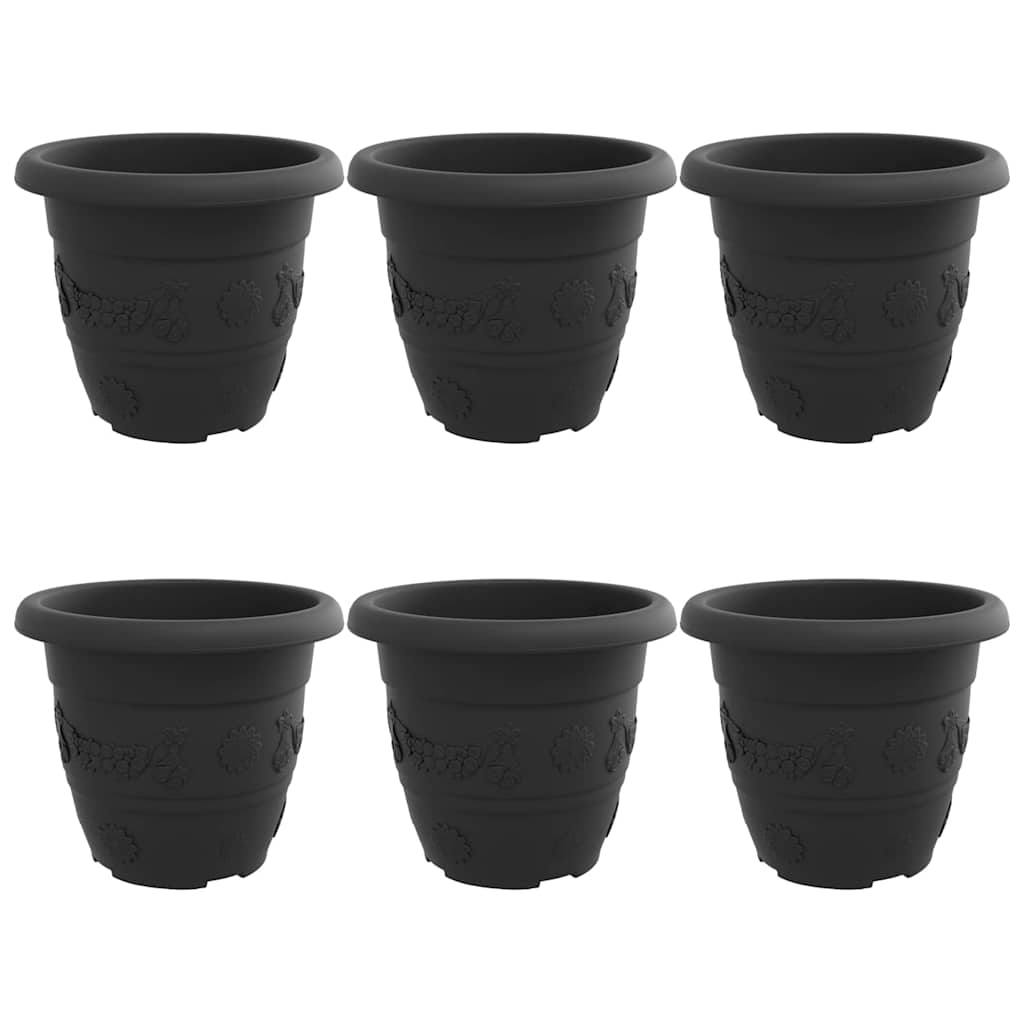 Vidaxl ronde bloempot 6 pcs zwart ø 26 x 21.5 cm kunststof