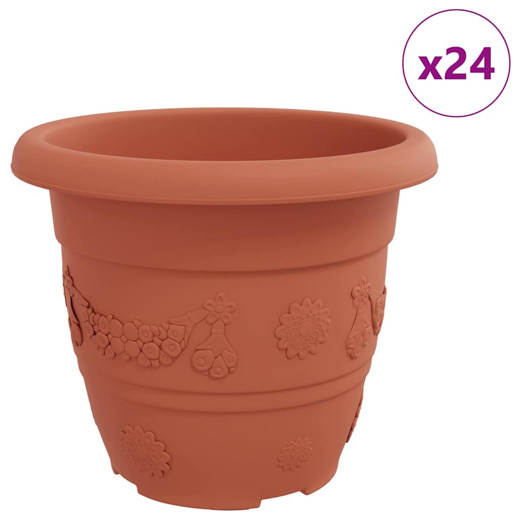 Vidaxl ronde bloempot 24 pcs baksteenrood ø 26 x 21.5 cm kunststof