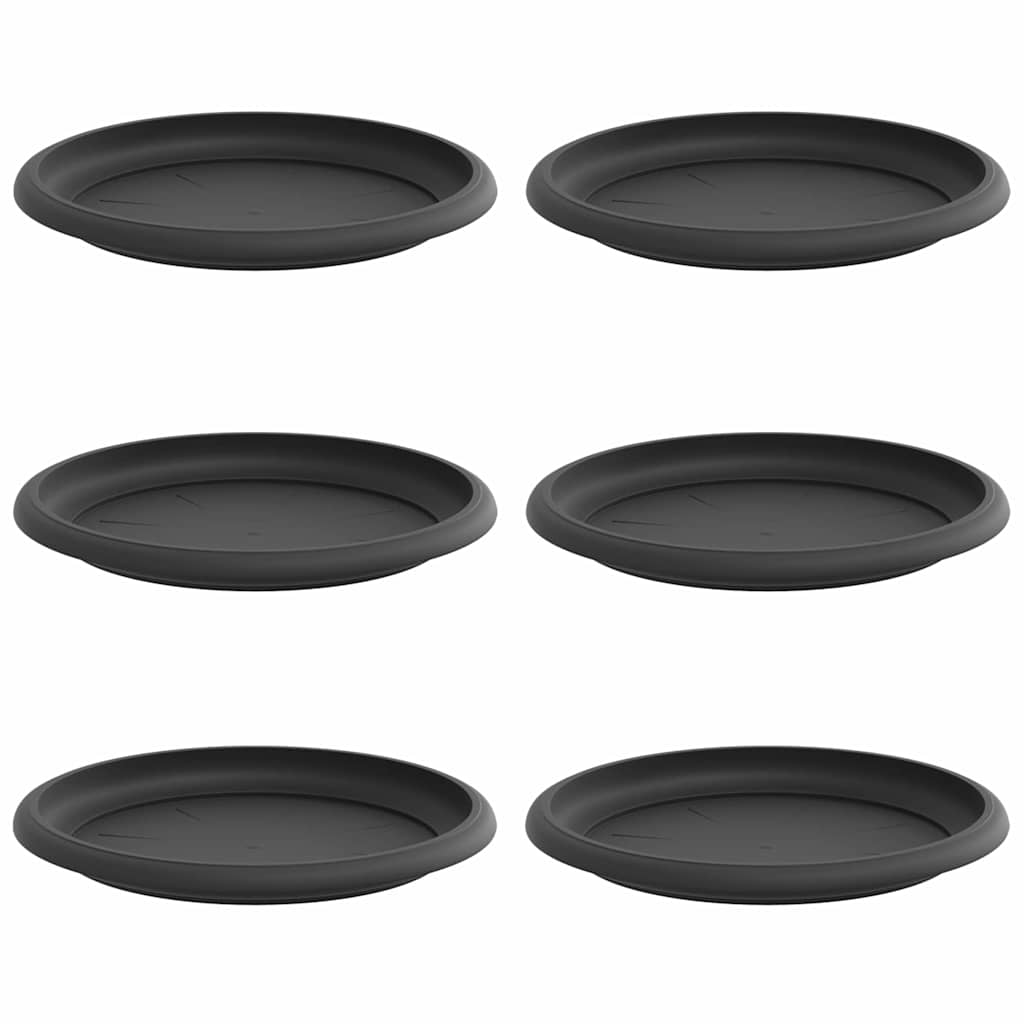 Vidaxl ronde bloemenschalen 6 pcs zwart ø 17,5 x 2 cm kunststof